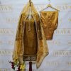 3pc Two Tone Organza with Golden Work and Embroidered Dupatta - Golden Dress