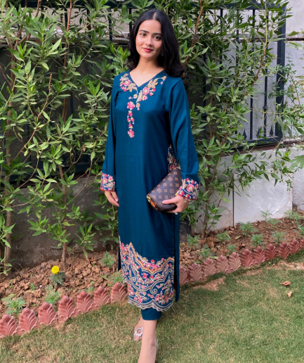 2-piece Embroidered Zinc Lawn Dress