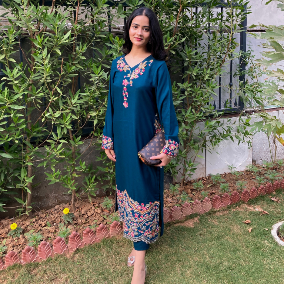 2-piece Embroidered Zinc Lawn Dress