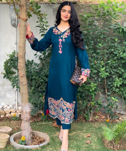 2-piece Embroidered Zinc Lawn Dress