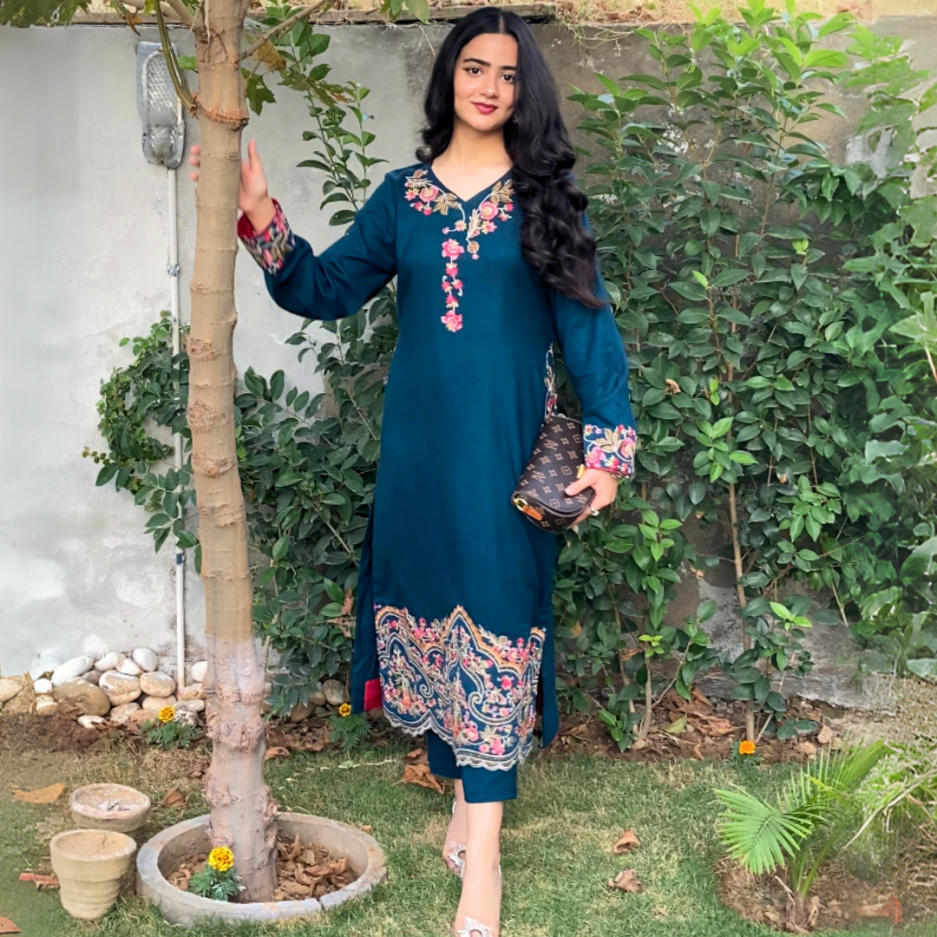 2-piece Embroidered Zinc Lawn Dress