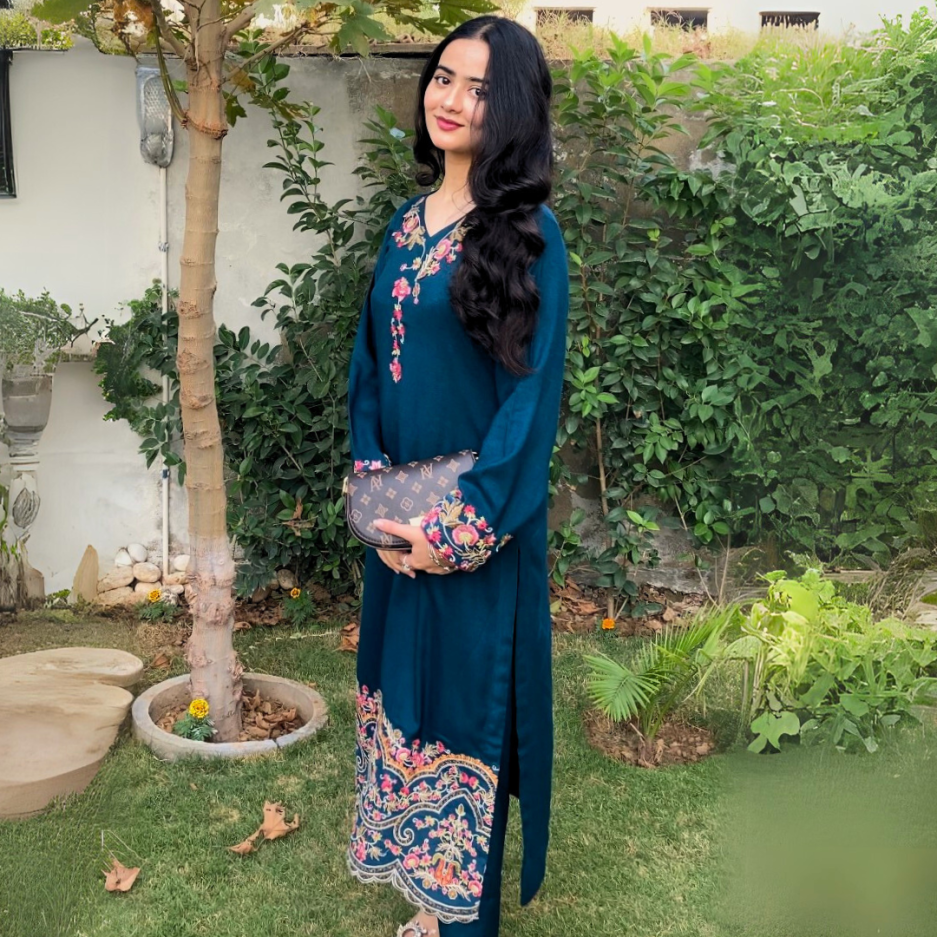 2-piece Embroidered Zinc Lawn Dress